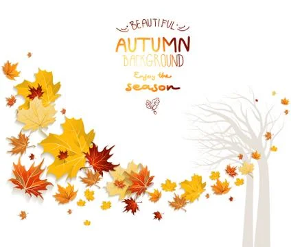 Autumn background with tree silhouette Stock Illustration