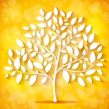 Autumn background with tree silhouette Stock Illustration