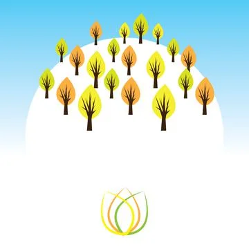 Autumn background with trees and falling leaves Stock Illustration