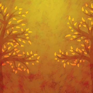 Autumn background with trees and falling leaves Stock Illustration
