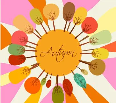 Autumn background with trees Stock Illustration