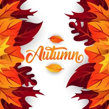 Autumn background vector with decorative leaves. Autumn fall Vector backgroun Stock Illustration