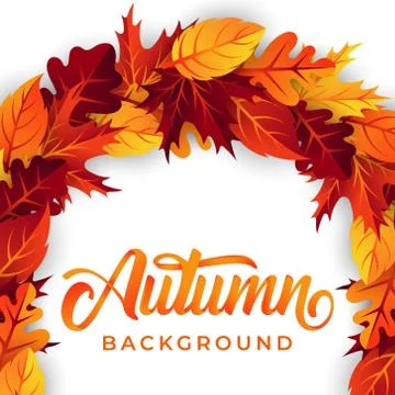 Autumn background vector with decorative leaves. Autumn fall Vector backgroun Stock Illustration
