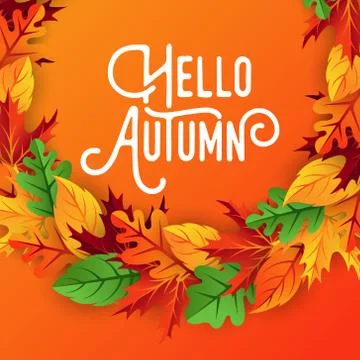Autumn background vector with decorative leaves. Autumn fall Vector backgroun Stock Illustration