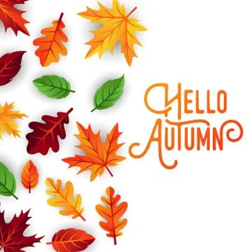 Autumn background vector with decorative leaves. Autumn fall Vector backgroun Illustrazione stock