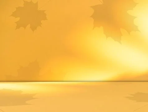 Autumn background yellow beige studio room abstract shadow on wall floor Illustrazione stock