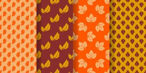 Autumn backgrounds with falling leaves set Illustrazione stock