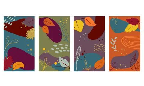 Autumn backgrounds with foliage for social media stories Stock Illustration