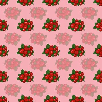 Autumn berries seamless pattern design illustration, pink background Stock Illustration
