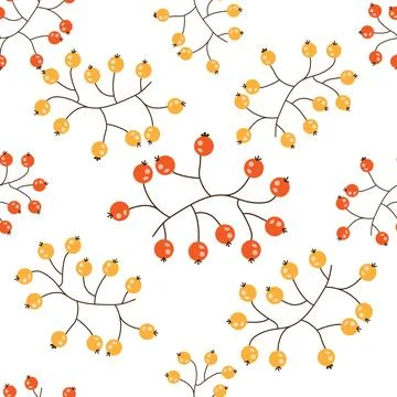 Autumn berries seamless pattern for wrapping paper and fabrics and clothes .. Stock Illustration