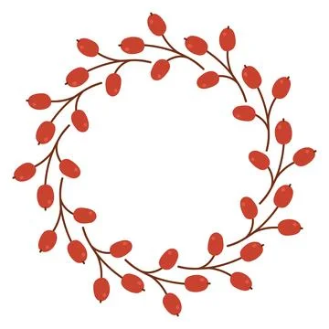 Autumn berry circle frame. Round border made of fall berries. The berries have Stock Illustration