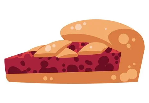 Autumn Berry Pie Slice Flat Vector Illustration Isolated on White. Thanksgiving Stock Illustration