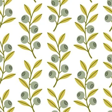 Autumn berry seamless pattern. Fall isolated berries on white background. Square Illustrazione stock