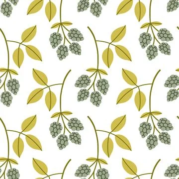 Autumn berry seamless pattern. Fall isolated berries on white background. Square Stock Illustration
