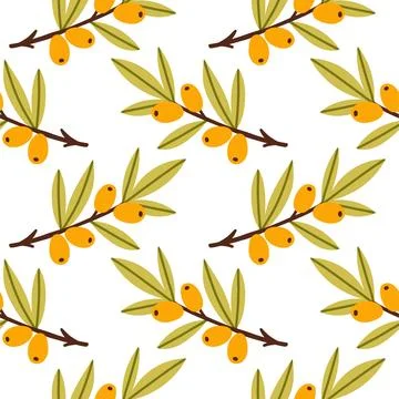 Autumn berry seamless pattern. Fall isolated berries on white background. Square Illustrazione stock