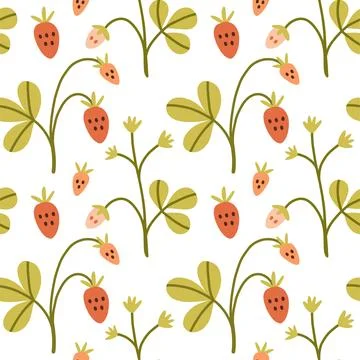Autumn berry seamless pattern. Fall isolated berries on white background. Square Illustrazione stock