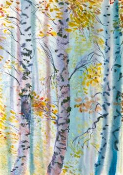 Autumn birch Stock Illustration
