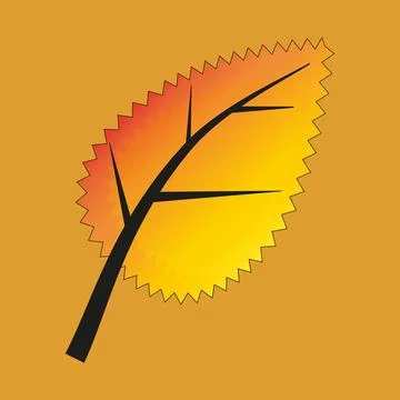 Autumn birch leaf on orange background, fall イラスト素材