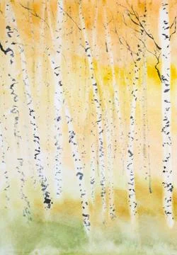 Autumn birch park Stock Illustration