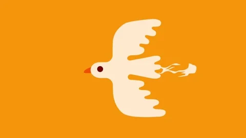 Autumn bird animation with flapping wings in loop motion Stock Footage 320286787