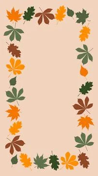 Autumn border frame template made of colorful fall leaves copy space Stock Illustration