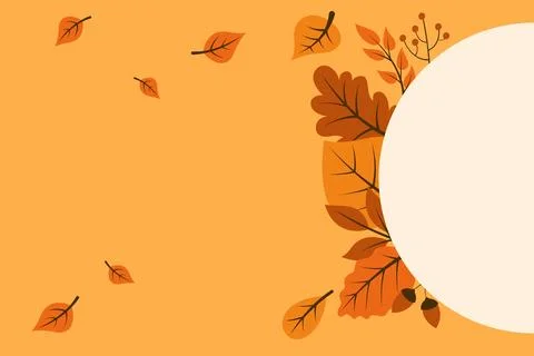 Autumn Botanical Frame with Fall Leaves and Blank Space イラスト素材