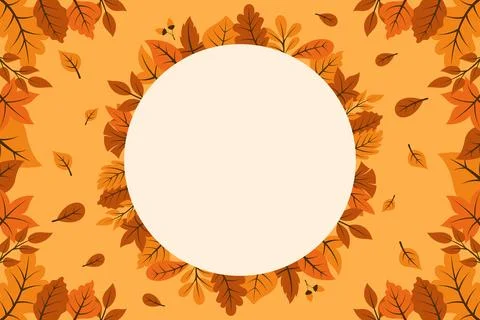 Autumn Botanical Frame with Fall Leaves and Blank Space イラスト素材