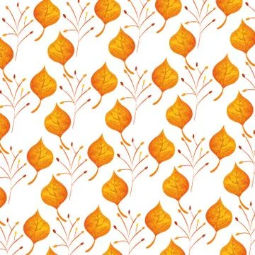 Autumn branch and dry leafs nature pattern Stock Illustration