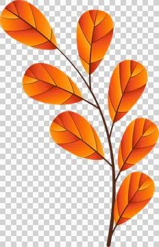 Autumn branch is showing seven gradient orange-red leaves in flat vector on Stockillustratie