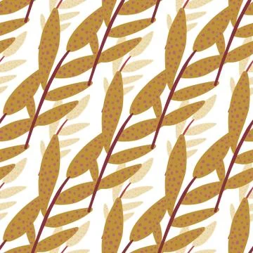 Autumn branches with leaves seamless pattern on white background. Leaf endles 스톡 일러스트