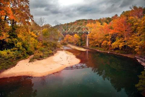 Autumn bridge Stock Photos