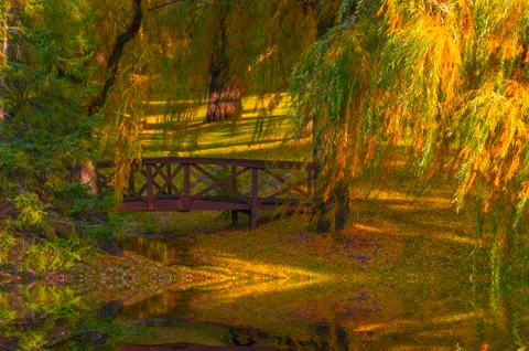 Autumn bridge Stock Photos