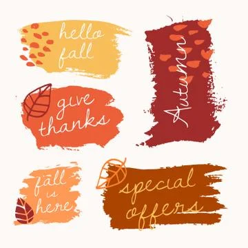 Autumn Brush Stroke Banners Stock Illustration