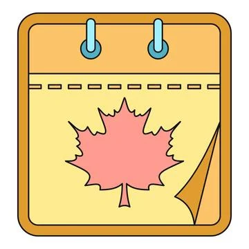 Autumn calendar page with maple leaf illustration Stock Illustration