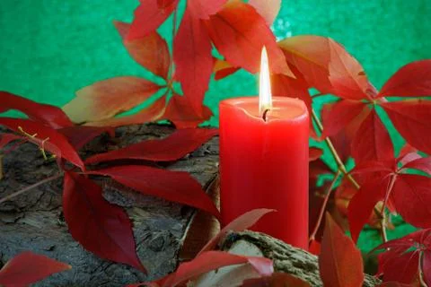 Autumn candle Stock Photos