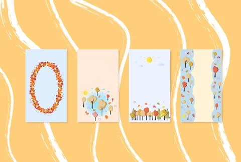 Autumn cards with empty space for text. Set of  backgrounds with  autumn elem Stock Illustration