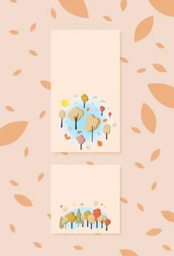 Autumn cards with empty space for text. Set of  backgrounds with  autumn elem Stock Illustration