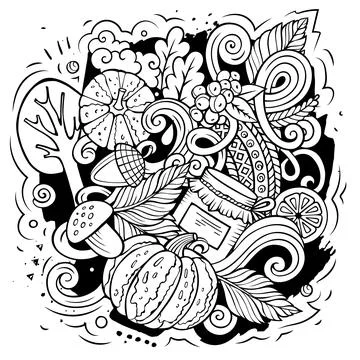 Autumn cartoon vector doodles illustration イラスト素材