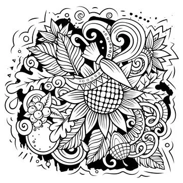 Autumn cartoon vector doodles illustration イラスト素材