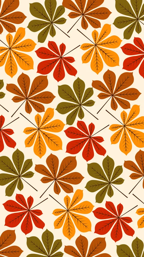 Autumn Chestnut Leaves Seamless Pattern Background for Seasonal Nature Foota Stock Footage 339254864