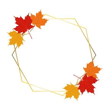 Autumn circle frames with colorful maple leaves Stock Illustration