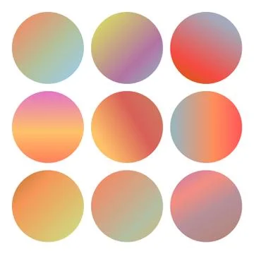 Autumn circle gradient mesh backgrounds isolated on white set. Vector illustr Stock Illustration