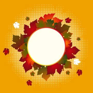 Autumn circular border copy space with leafs Stock Illustration