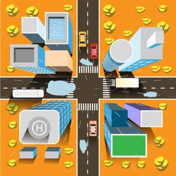 Autumn city from above Stock Illustration