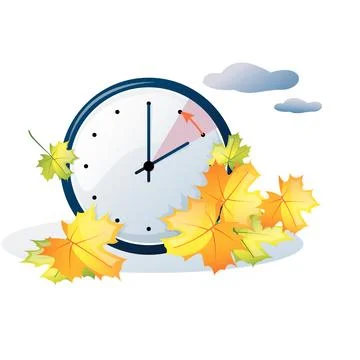 Autumn clock, the transition to winter time. The clock hand switches to winter Stock Illustration