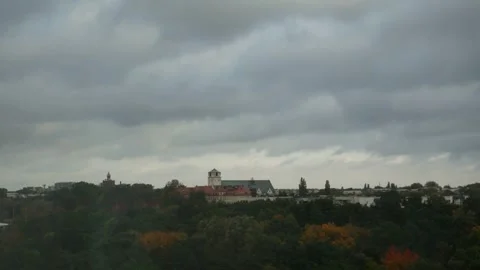 Autumn Cloud Timelapse Over St. Joseph's Church in Toruń, Poland Stock Footage 347719136