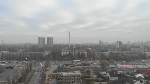 Autumn Cloudy Cityscape Stock Footage 144062369