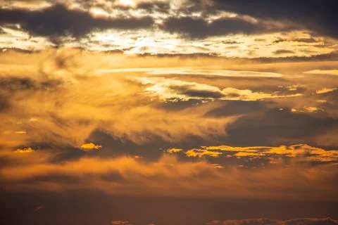 Autumn cloudy sunset Stock Photos