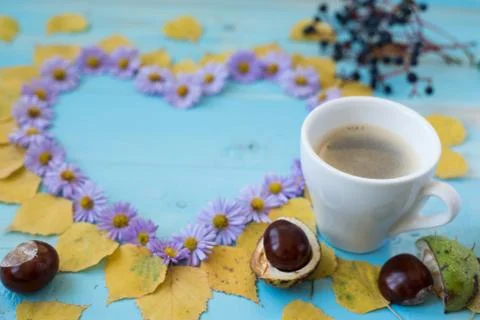 Autumn coffee background Stock Photos