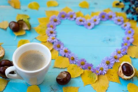 Autumn coffee background Stock Photos